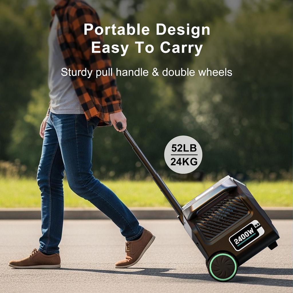 IEE P2400 2400W Portable Power Station, 2048Wh LiFePO4 Battery Solar Generator, 16 Output Ports, 1.2 Hours Fast Charging, App Control