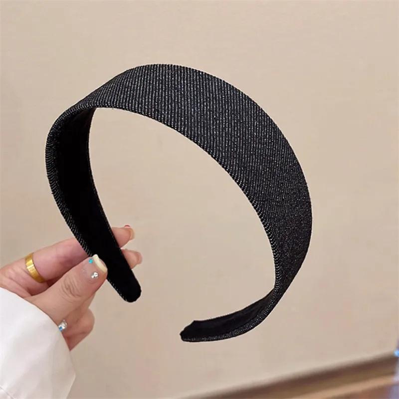 4CM Wide Brimmed Denim Cloth Headbands for Women Daily Shopping Press Hair Hoop Accessories Classic Lady Girls Hairbands
