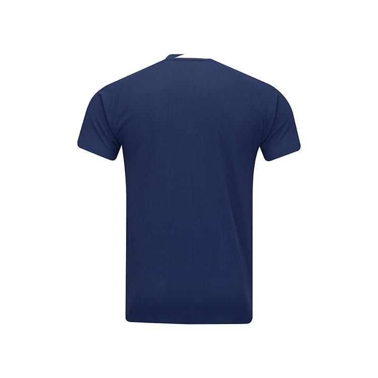 Li Ning Badminton Series Quick-Dry Striped Simple Logo Short Sleeve T-Shirt Unisex Tops Deep-Navy AAYV033-1