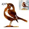 Unique Metal Bird Wall Art Distressed Rustic Figurine, Rusty Silhouette Ornaments, Retro Outdoor Statue for Garden Yard Patio Lawn Farmhouse