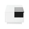 High-Gloss Coffee Table with LED Lighting, Extendable Black-and-White Tabletop, Hidden Storage and 16-Color Adjustable Light Strip