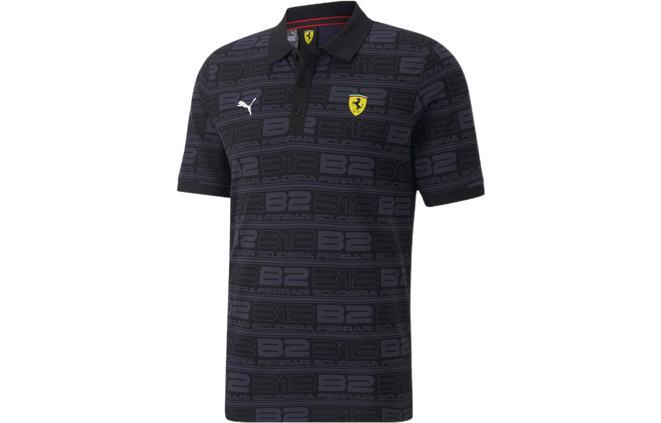 PUMA Ferrari Racing Collection Polo Shirts Men s Black Polo Collar Moderate Straight Fit 535844-01 XS