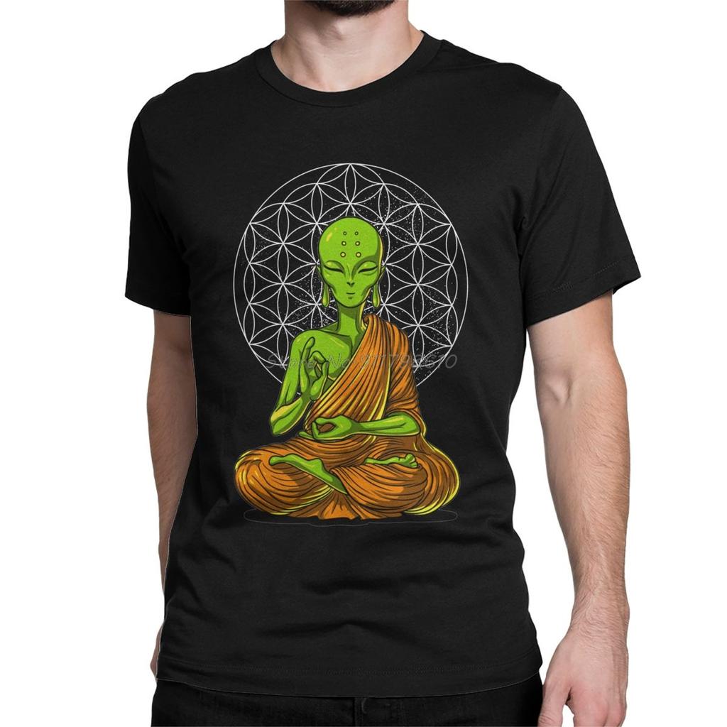Satın alın Men's Space Alien Yoga Meditation T Shirt Spiritual Buddhism ...