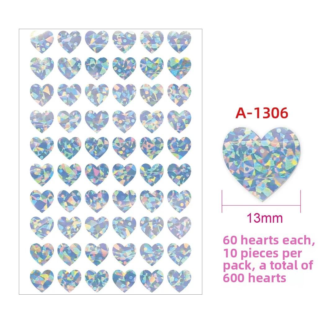 

600 шт./10 листов лазерные наклейки в виде сердец с любовью блестящие самоклеящиеся наклейки в виде сердец для студенческого альбома-планировщика