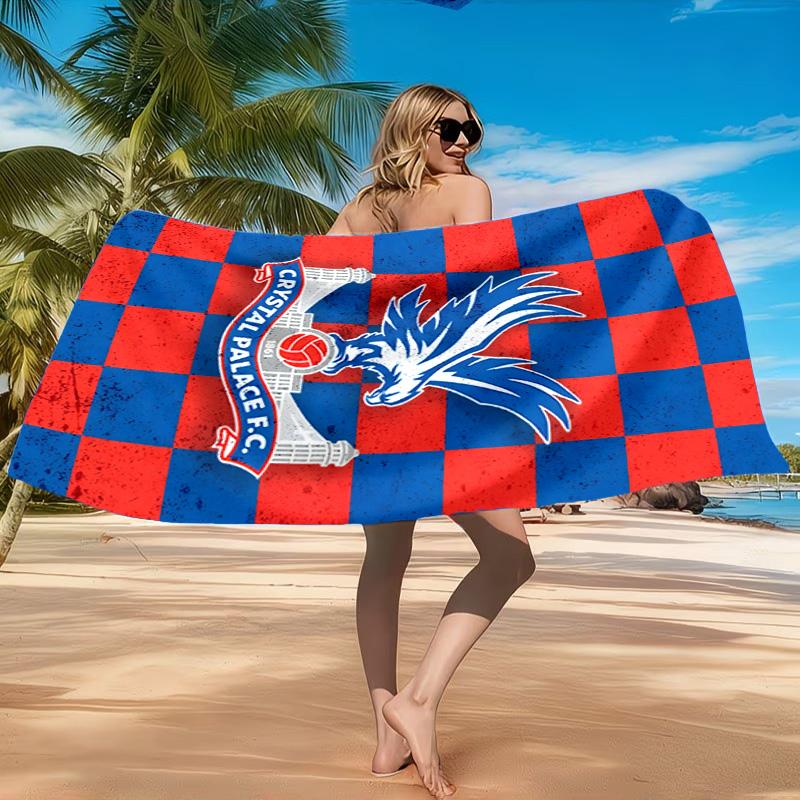 Kristall Fc Wappen Aufgedrucktes Mikrofaser Strandtuch, Weich Und Saugfähig, Schnelltrocknend, Ideal für Sommerreisen, Strand-Essentials, Schwimmbad