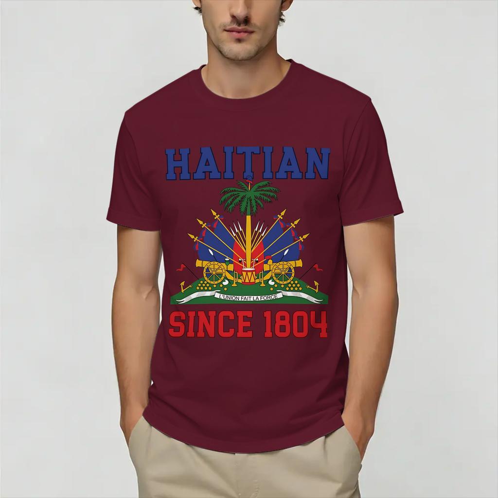 Harajuku T Shirt Beach Haitian flag Hipster TShirts 100 Cotton Tshirt for Unisex Y2K Retro Cheap Short Sleeve Tees