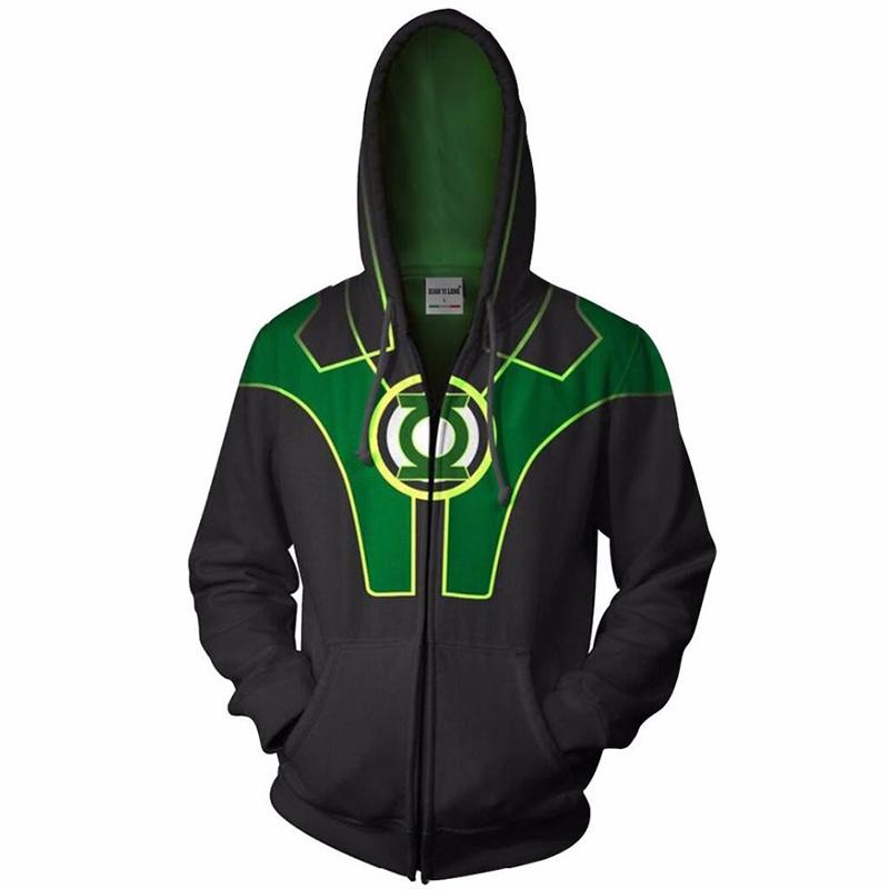 Cosplay Lantern Green Costume Zip Up 3d Printed Hoodie Sweatshirt Jacket Coat XL