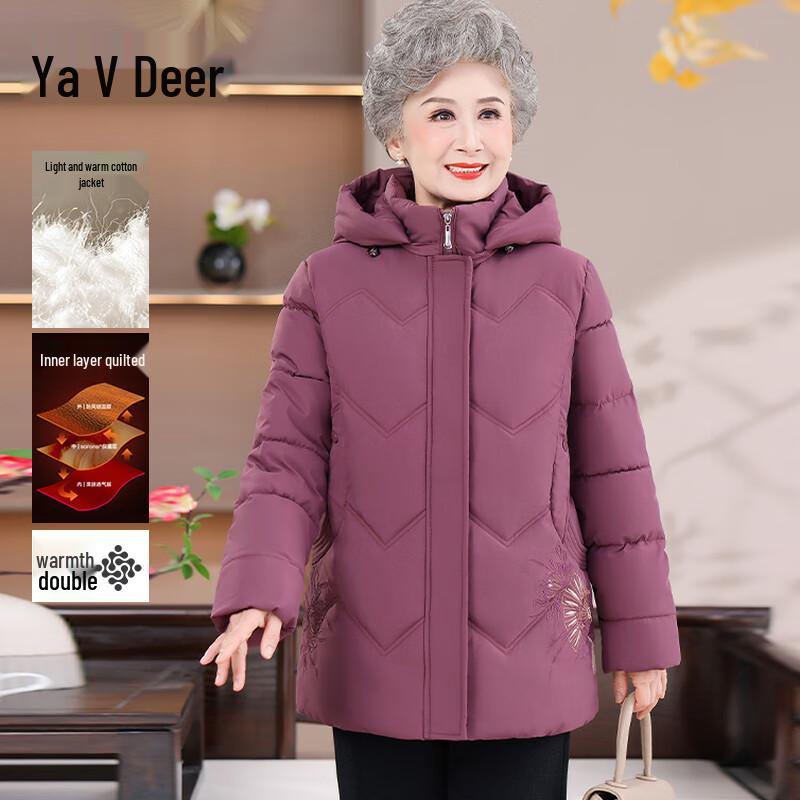 Yalu Women's Winter Hooded Padded Coat for Middle-Aged & Elderly