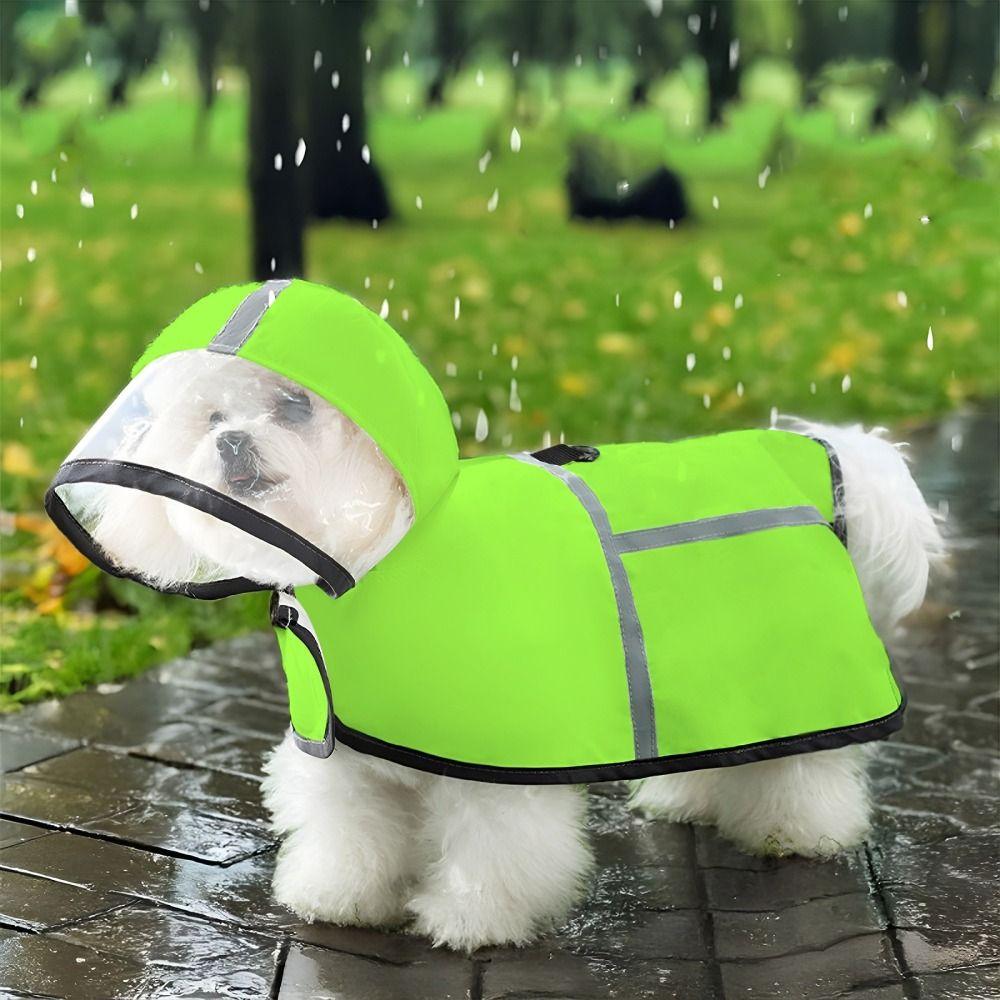 Hooded Dog Rain Poncho Windproof Waterproof Rain Jacket Soft Pet Raincoat  Medium Dogs
