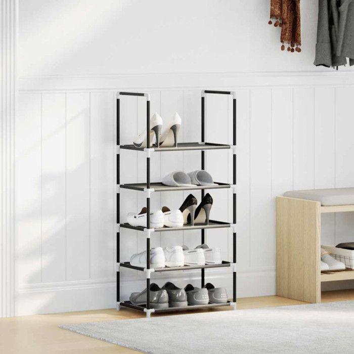 Étagère à chaussures - VIDAXL - 5 niveaux - Tissu non tissé - Noir - 44x28x94 cm