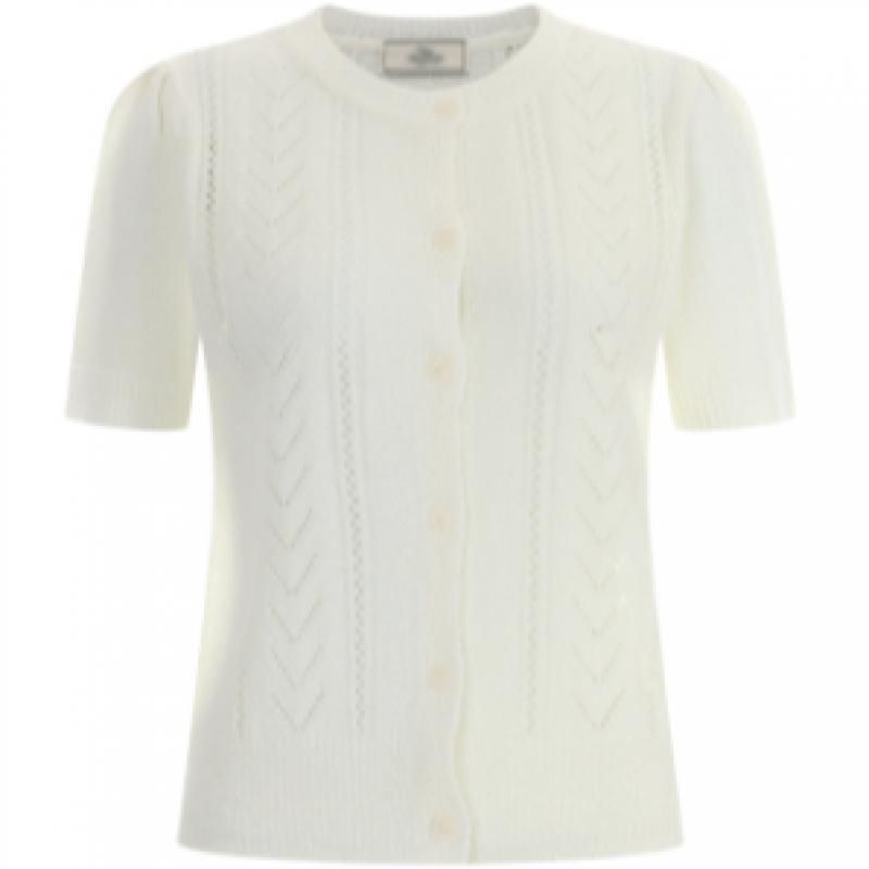 Shop Women Button Open Puff Sleeve Short Sleeve Knit Cardigan Pink Bom Wcd 120