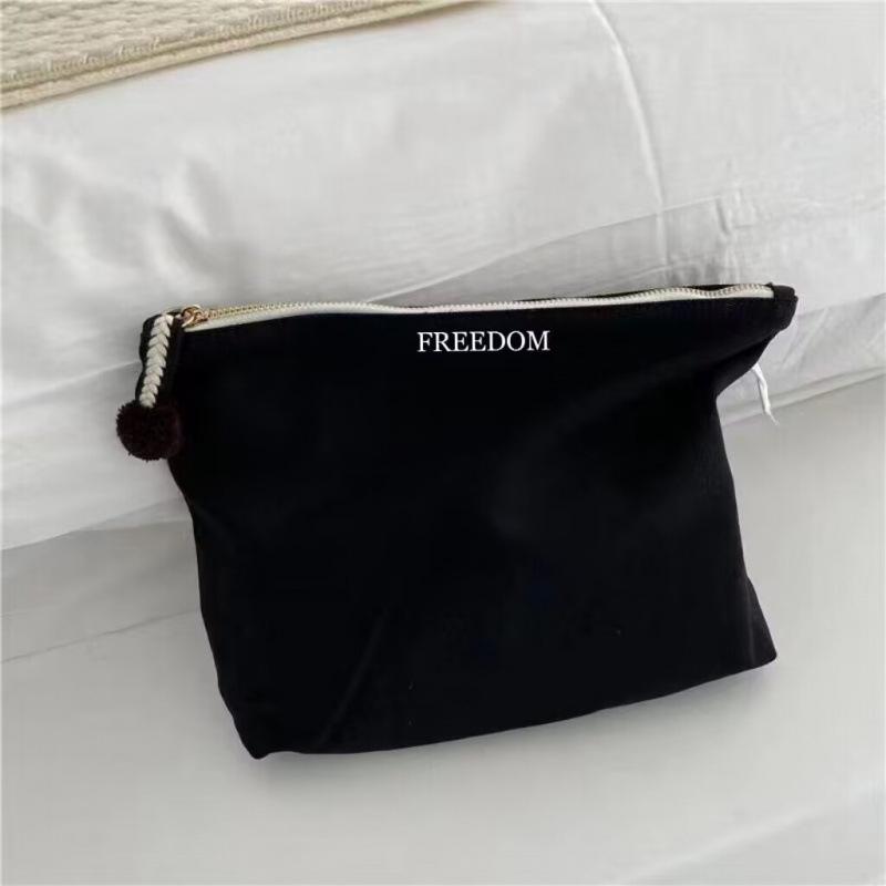 Japanese-Style Cute Canvas Makeup Bag - Large, Portable, Handheld Skincare Storage for Women