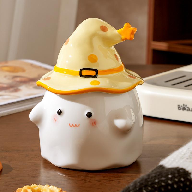 Creative Cartoon Ceramic Cup With Lid, High-Value Wind Couple Water Cup Gift Box, High-Sense Souvenir Gift