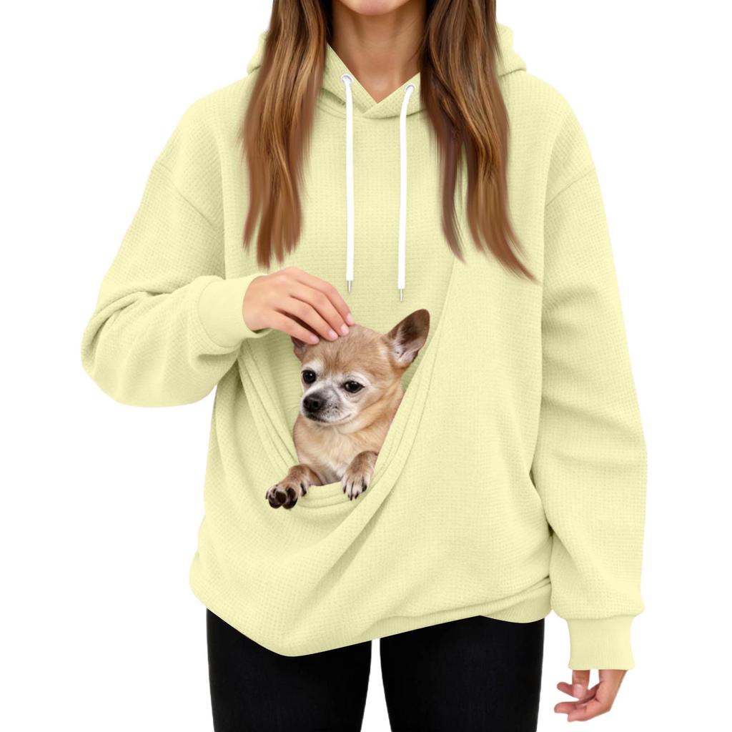 Herre- og dame unisex mote avslappet topp ensfarget langermet kjæledomslomme hettegenser sweatshirt