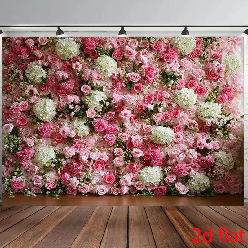 2D Pinke Rose & Hortensie Blumenwand Foto Hintergrund für Hochzeit und Braut Fotoshooting