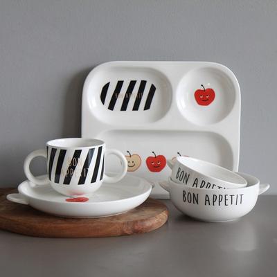 Doho Dibona Baby Tableware Set, Apple, 1 Handy Plate + 1 Tray + 1 Handy Ball S + 1 Handy Ball M + 1 Mug, Popular Korean Parenting Items