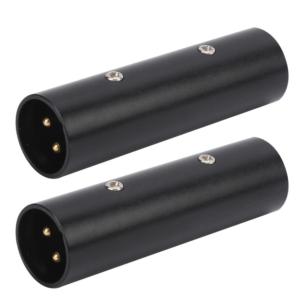 2Pcs Audio Interface Adapter Zinc Alloy Shell XLR Male To Male Microphone Line ConnectorBlack