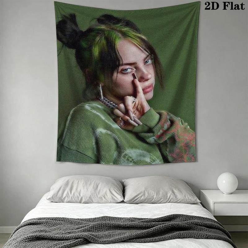 Billie Eilish Wall Tapestry Aesthetic Wall Hanging Printed Fabric Blanket Decorative Tapestries for Bedroom Living Room Home Decor