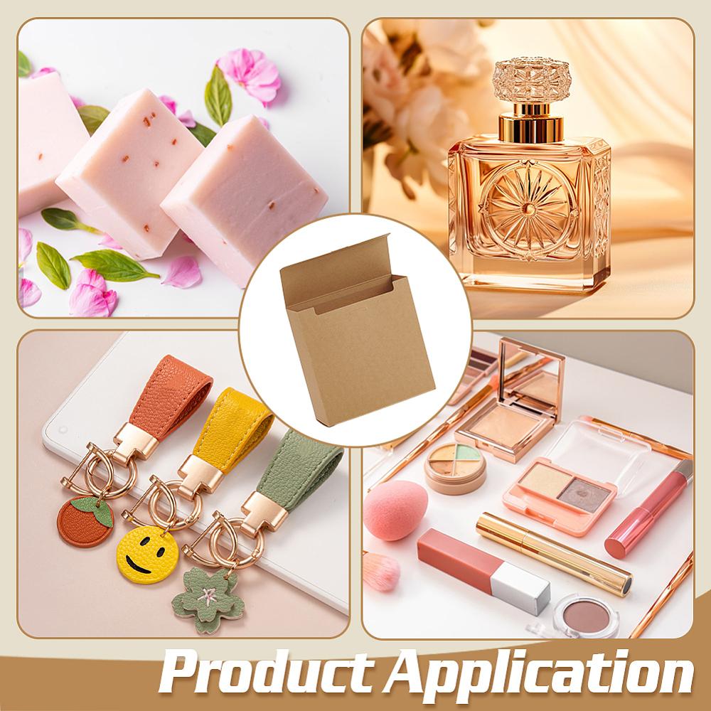 50Pcs Square Foldable Creative Cardboard Box Gift Box with Window Tan 14x14x5cm