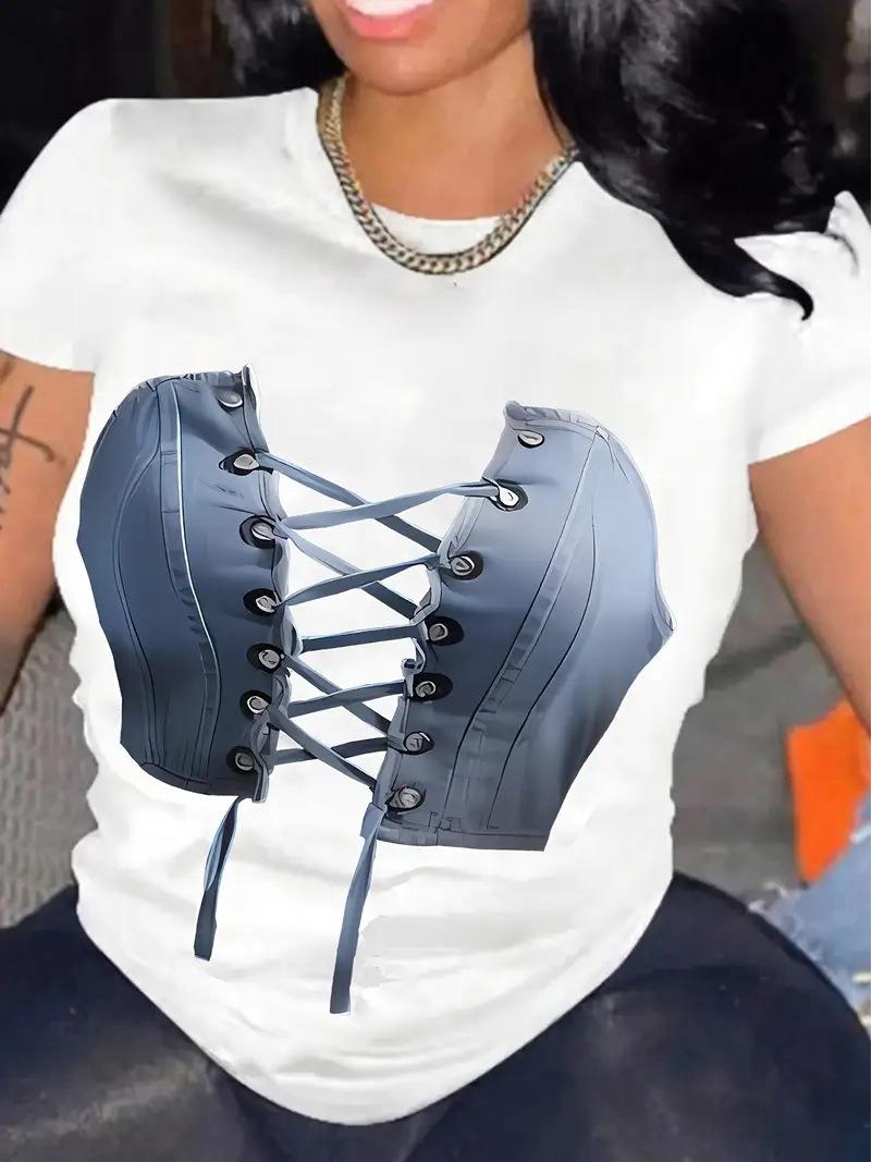 

Free Shipping Women s Short Sleeve Letter Crew Neck Top for Europe and America S