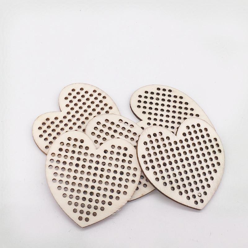 5pcs wood cross stitch, unfinished wooden oval/heart wood sweing kit for cross stitching DIY Engraving Painting Wedding Decor