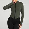 Stand-Collar Slim-Fit Fingerless Yoga Jacket - Long-Sleeve, Elastic, Zippered Running Wear