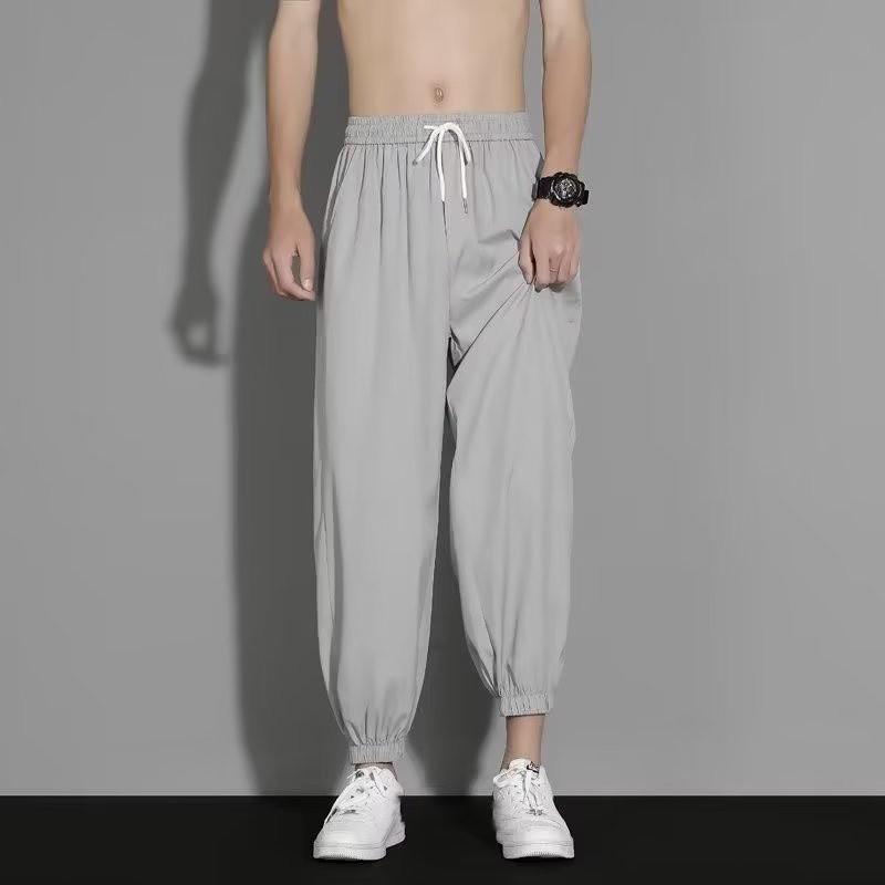 Casual Pants Men Summer Thin Fabric Straight Leg Lounge Trousers For Youth