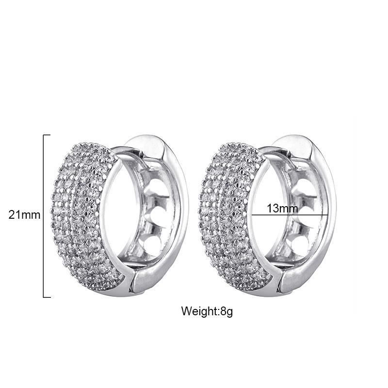 Luxury AAAA Zirconia Round Huggie Hoop Earrings For Women Geometric Ear Buckle Wedding Engagement Party Trendy Classic Jewelry