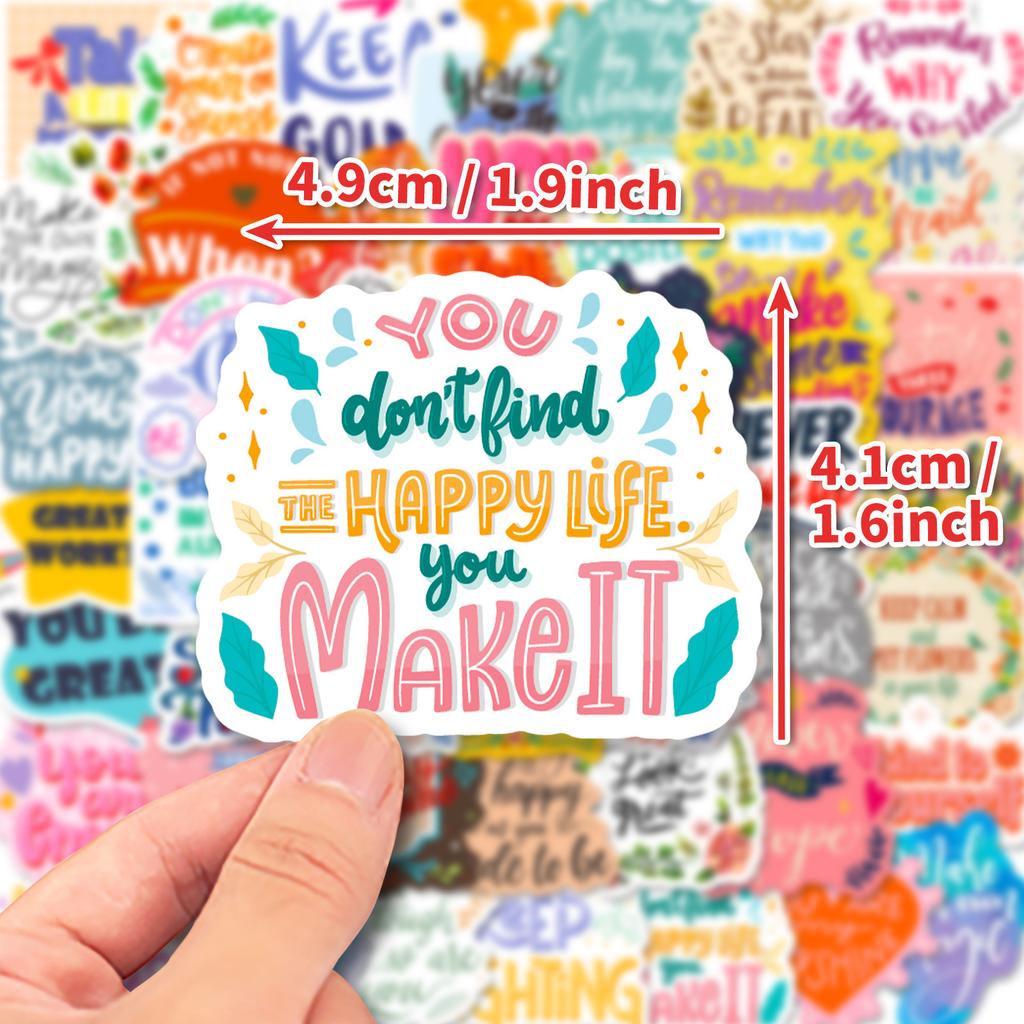 50 Stickers Pink Inspirational Text English Phrases Water Cup Notebook Sticker Waterproof Sticker