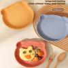 Non-Toxic Silicone Tableware Set Children Cartoon Dinner Plate Water Cup Fork Spoon Baby Auxiliary Food Bowl Baby Silicone Bowl