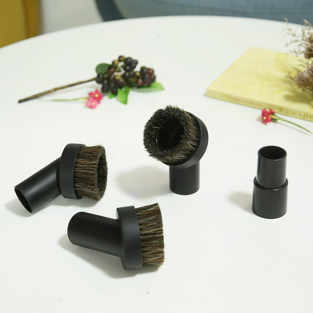 4pcs Durable Round Dust Brush & Hose Adapter for 1.25 Inch Cleaner Vacuum