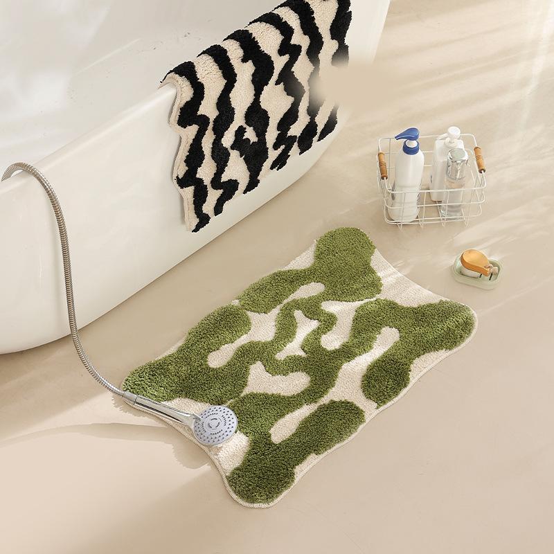 Einfacher karierter Schlafzimmer-Teppich, Badezimmer-Eingangsfußmatte, Winterwärme und Kälteschutz Heimdekoration