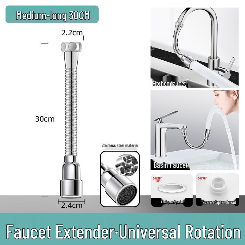 Universal Anti-Splash Faucet Extender with Rotating Joint for Balcony Use