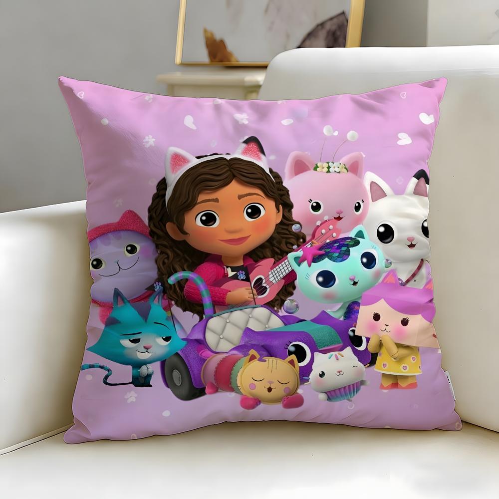 Classic Cartoon Gabby's Dollhouse Cushion Cover Soft & Easy-Wash Pillow Case – Versatile for Couch, Bed, Travel and Office