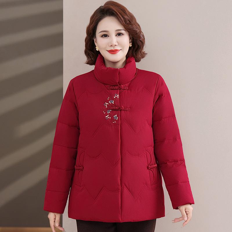 Brand Mom 2025 Women's Short Winter Coat: Thick Warm Duck Down, Loose Fit, Chinese Style