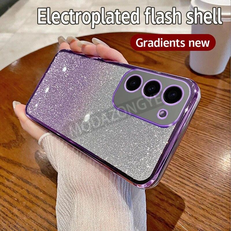 

Чехол для Samsung Galaxy S23 Plus, гальванический мягкий блестящий чехол из ТПУ, чехол для телефона Galaxy S23Plus для девочек и женщин Galaxy S23 Plus фиолетовый