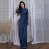 2024 European & American Summer Ice Silk Floral Print Long Sleeve Dress