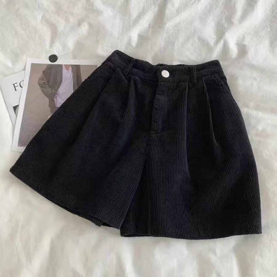 Vintage Velvet Shorts Women Spring New High Waist Straight Leg Loose Slim Fit Wide Leg Pants for Boots