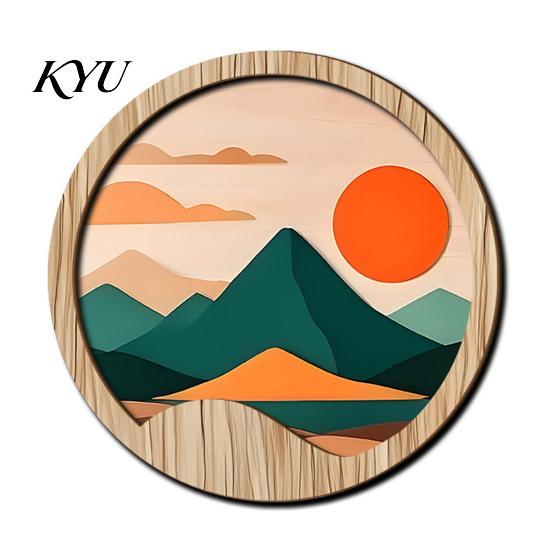Boho Theme Wall Decorations Forest Sunset Scenery 2D Wood Hanging, Wooden Art Sign, Decorative Crafts for Walls Nature Tree Decor Bedroom Living Room