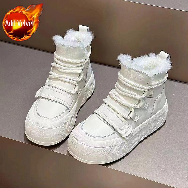 Fashion High-top with Laces Ankle Winter Chunky Round Toe Ladies Shoes Goth Sale 2025 New In High Quality Plush Warm Women's Snow Boots