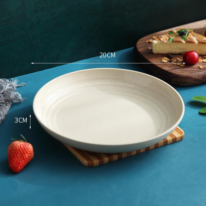 Wheat Straw Plate Fruit Plate Plastic Spitting Bone Plate Easy Cleaning Microwave Solid Color Tableware