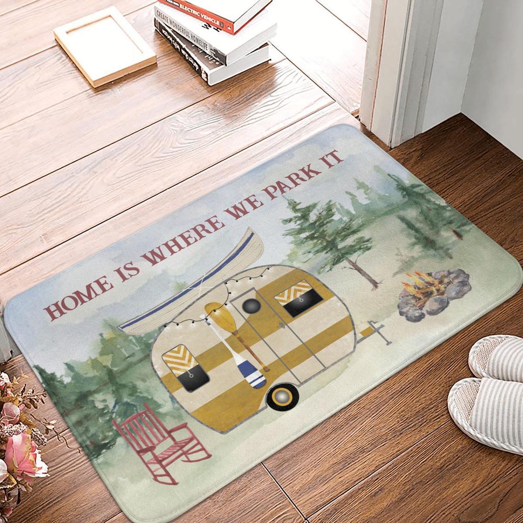 Cute Vintage Motorhome And Camping Quote Doormat Mat Anti-Slip Kitchen Bath Bedroom Rug Carpet