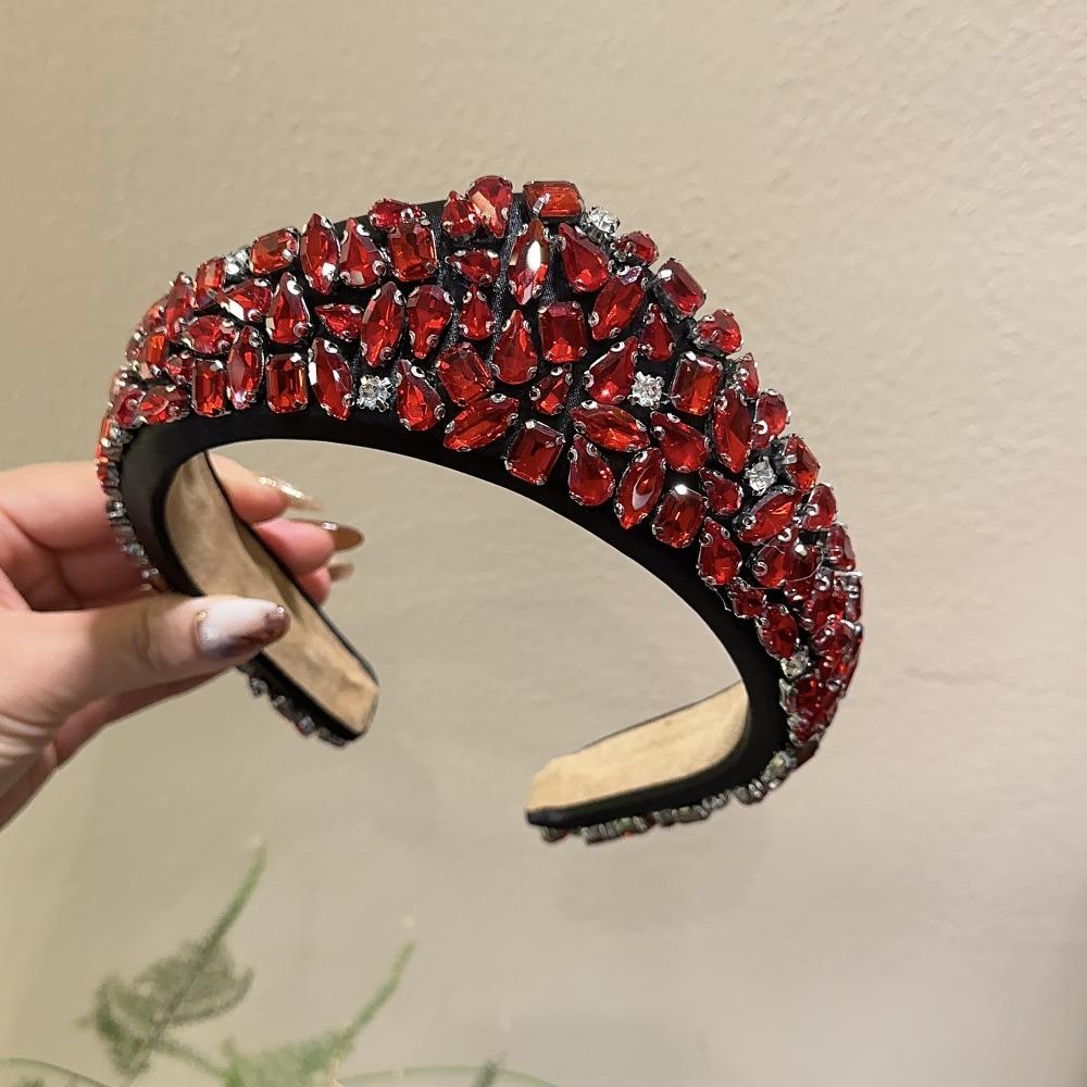Black Color Crystal Gem Headband Rhinestone Padded Diamante Headband for Washing Face