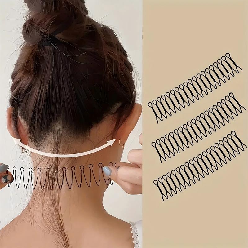 4Pcs Women Girls French Twist Updo Bun Holder Tools Invisible Broken Hair Hairpin Base U Shape Hair Styling Accessories