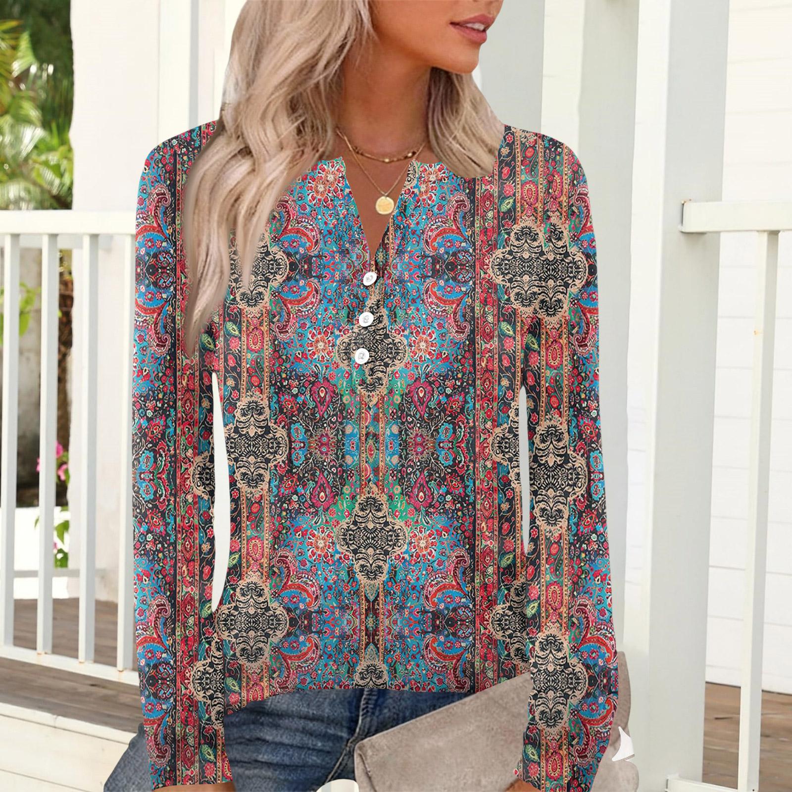 

Women s Casual And Fashionable T-shirt With Plaid And Striped Print, Round Neck And Long Sleeves. XXL Кіновар