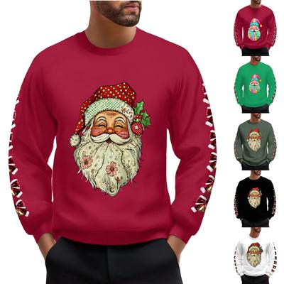 Men's And Women's Casual Christmas Printed Long-sleeved, Fleece Thick And Warm Round-neck Sweatshirts