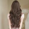 Japanese and Korean Style Women’s Long Wavy Wig with Middle Part Tea Brown Synthetic Full Wig
