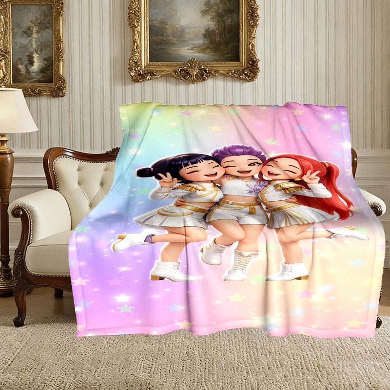 Kpop Demon Hunters Pattern Blanket, Cozy Blanket for All-Season Comfort on Sofas, Beds, Office, Car, Camping and Travel