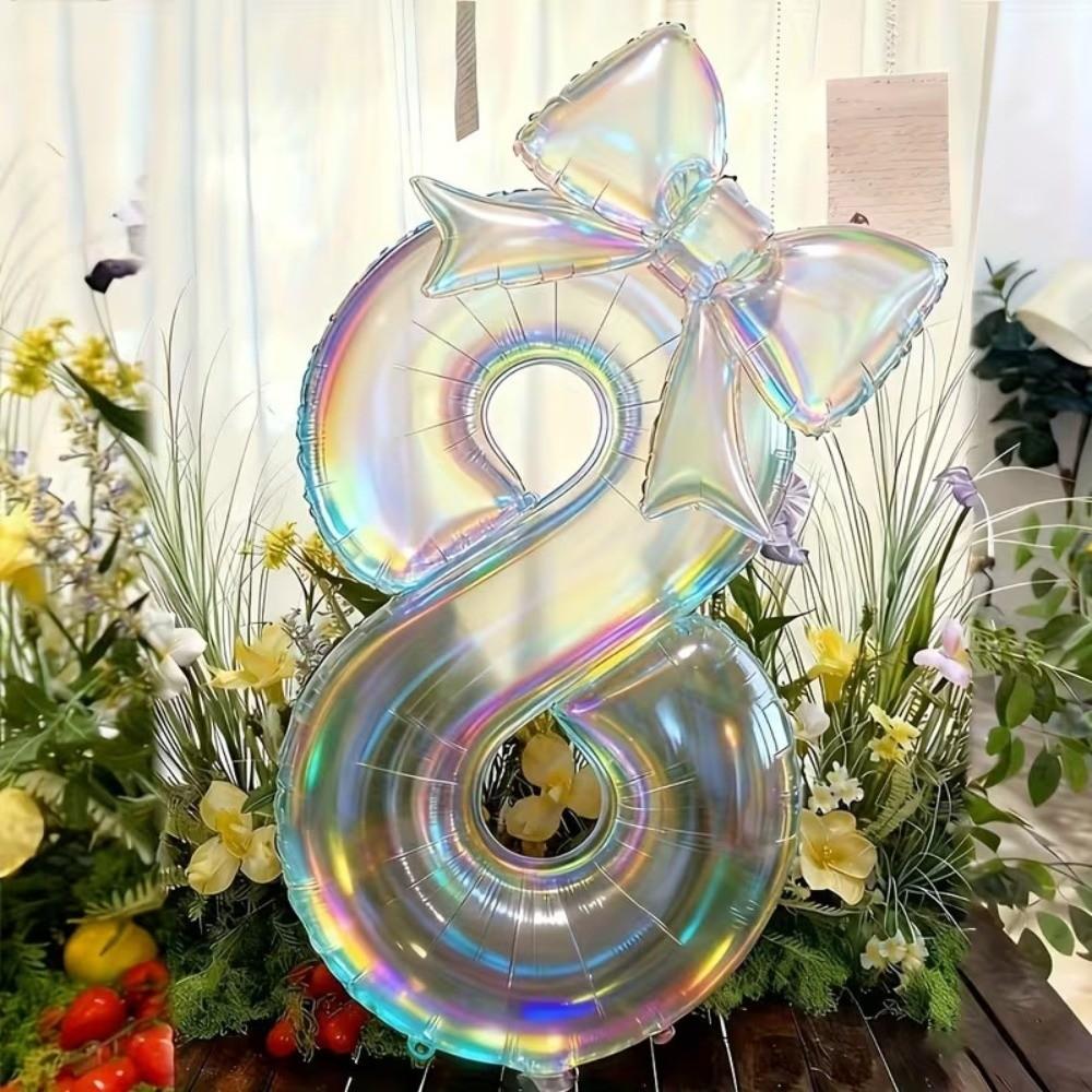 Decorative Number Balloon 40inch Transparent Iridescent Number Balloon Photo Props