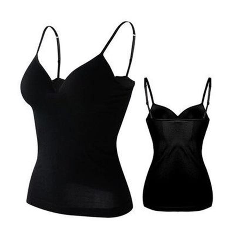 Plus-Size Women's Backless V-Neck Modal Camisole with Built-in Bra for Yoga